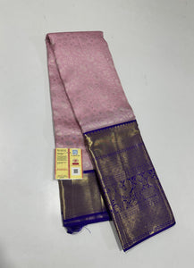 Classic Pink & Blue 2gm Zari Brocade Bridal Elegance Kanchipuram Handloom Silk Saree SS25770