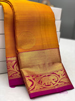 Load image into Gallery viewer, Classic Golden Yellow &amp; Dark Pink 1gm Zari Kanchipuram Handloom Silk Saree SS26606
