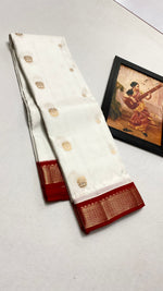 Load image into Gallery viewer, Classic White &amp; Chilli Red Korvai Elegance Kanchipuram Handloom Silk Saree SS27120
