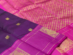 Load image into Gallery viewer, Classic Plum &amp; Fuchsia Pink 1gm Zari Elegance Kanchipuram Handloom Silk Saree SS24711
