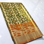 Load image into Gallery viewer, Classic Olive Green &amp; Shimmer Orange Elegance Kanchipuram Handloom Silk Saree SS28085
