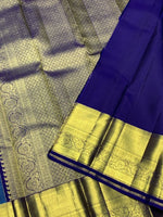 Load image into Gallery viewer, Classic Aqua Blue &amp; Navy Blue 2gm Zari Bridal Elegance Kanchipuram Handloom Silk Saree SS27508
