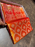 Load image into Gallery viewer, Classic Orange Bridal Elegance Tissue Kanchipuram Handloom Silk Saree SS27991
