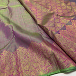 Load image into Gallery viewer, Classic Dual Lavender &amp; Kelly Green 1gm Zari Elegance Kanchipuram Silk Saree SS23834
