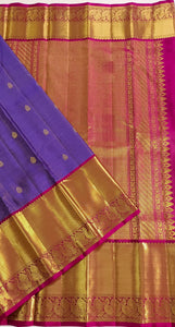 Classic Lavender & Wine Red Elegance Kanchipuram Handloom Silk Saree SS23696