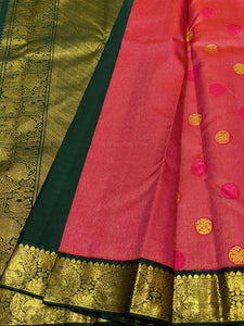 Classic Deep Pink & Green 2gm Zari Elegance Kanchipuram Handloom Silk Saree SS25169