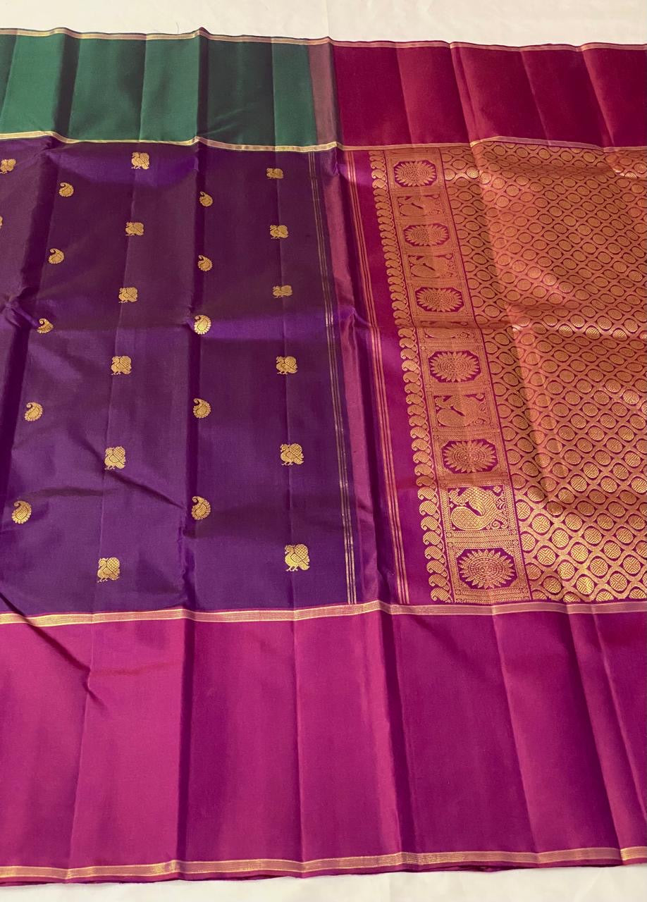 Classic Rhubarb Purple & Grape Purple 2gm Elegance Kanchipuram Handloom Silk Saree SS20544