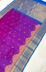 Load image into Gallery viewer, Classic Vadamalli &amp; Azure Blue Kanchipuram Handloom Silk Saree SS25927
