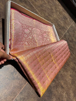Load image into Gallery viewer, Classic Blush Pink Tint Bridal Elegance Tissue Kanchipuram Handloom Silk Saree SS27988
