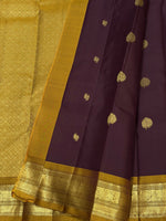 Load image into Gallery viewer, Classic Dark Espresso Brown &amp; Mustard 2gm Zari Vintage Elegance Kanchipuram Handloom Silk Saree SS27667
