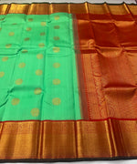 Load image into Gallery viewer, Classic Neon Green &amp; Chilli Red 2gm Zari Bridal Elegance Kanchipuram Handloom Silk Saree SS27262
