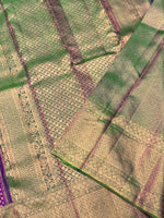 Load image into Gallery viewer, Classic Purple Violet &amp; Green 2gm Zari Elegance Kanchipuram Handloom Silk Saree SS25438
