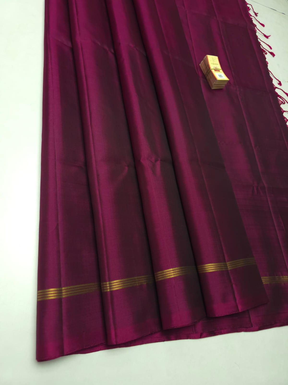 Classic Wine Red Elegance Plain Handloom Soft Silk Saree SS26446