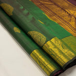 Load image into Gallery viewer, Classic Bottle Green &amp; Coffee Brown Elegance Kanchipuram Handloom Silk Saree SS27374
