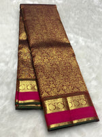 Load image into Gallery viewer, Classic Coffee Brown &amp; Deep Pink 2gm Zari Bridal Elegance Kanchipuram Handloom Silk Saree SS25269
