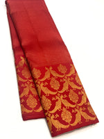 Load image into Gallery viewer, Classic Crimson Red 2gm Zari Turning Border Bridal Elegance Kanchipuram Handloom Silk Saree SS20164
