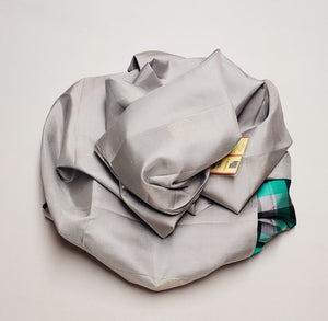 Classic Ash Tint & Sea Green Checks Elegance Handloom Soft Silk Saree SS26342