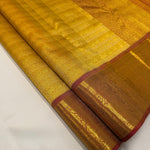 Load image into Gallery viewer, Classic Golden Yellow &amp; Peanut Butter Brown 1gm Zari Bridal Elegance Kanchipuram Handloom Silk Saree SS24633
