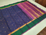 Load image into Gallery viewer, Classic Navy Blue &amp; Wine Red Pink Elegance Kanchipuram Handloom Silk Saree SS23687
