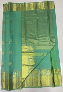 Pastel Sea Green Elegance Kanchipuram Handloom Silk Saree SS23776