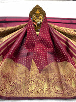 Load image into Gallery viewer, Classic Maroon 2gm Zari Elegance Kanchipuram Handloom Silk Saree SS27997

