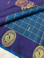 Load image into Gallery viewer, Classic Prussian Blue &amp; Navy Blue Elegance Kanchipuram Handloom Silk Saree SS23788
