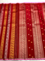 Load image into Gallery viewer, Classic Carmine Red 2gm Zari Kanchipuram Handloom Silk Saree SS26100
