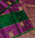 Load image into Gallery viewer, Classic Bottle Green &amp; Wine Red 2gm Zari  Kanchipuram Handloom Silk Saree SS26754

