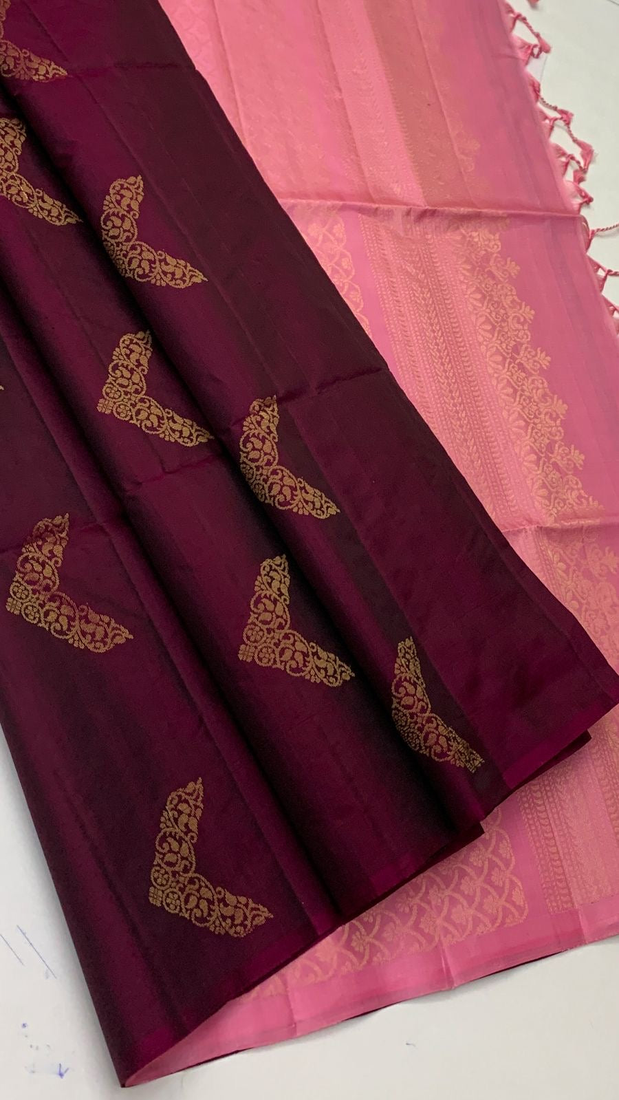 Classic Plum & Rose Elegance Handloom Soft Silk Saree SS24424