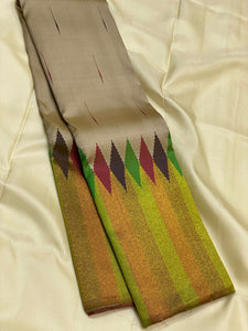 Classic Off White Multi Colored 2gm Zari Elegance Kanchipuram Handloom Silk Saree SS25170