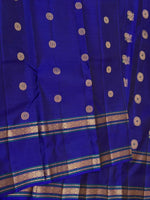 Load image into Gallery viewer, Classic Royal Blue 1gm Zari Double Border Elegance Kanchipuram Handloom Silk Saree SS28601

