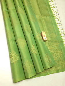 Classic Lime Green Elegance Handloom Soft Silk Saree SS24190