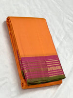 Load image into Gallery viewer, Classic Melon Orange &amp; Dark Pink 2gm Zari Bridal Elegance Kanchipuram Handloom Silk Saree SS24770
