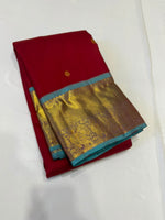 Load image into Gallery viewer, Classic Vintage Maroon &amp; Ash Blue 2gm Zari Elegance Kanchipuram Handloom Silk Saree SS27907
