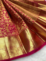 Load image into Gallery viewer, Classic Glow Pink 2gm Zari Bridal Elegance Kanchipuram Handloom Silk Saree SS25432
