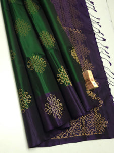 Classic Green & Violet Elegance Handloom Soft Silk Saree SS24196