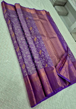 Load image into Gallery viewer, Classic Lavender Meenakari Elegance Kanchipuram Handloom Silk Saree SS27713
