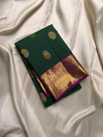 Load image into Gallery viewer, Classic Bottle Green &amp; Wine Purple Bridal Elegance Kanchipuram Handloom Silk Saree SS19538

