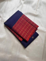 Load image into Gallery viewer, Classic Navy Blue &amp; Brick Orange Kanchipuram Handloom Silk Saree SS25904

