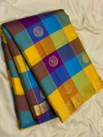 Load image into Gallery viewer, Classic Multicolor Check Vadamalli Butta 1gm Zari Elegance Kanchipuram Handloom Silk Saree SS28332
