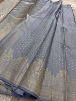 Load image into Gallery viewer, Classic Cool Blue Kanchipuram Handloom Silk Saree SS26219
