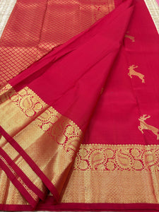 Classic Pink 1gm Zari Bridal Elegance Kanchipuram Handloom Silk Saree SS24759