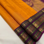 Load image into Gallery viewer, Classic Golden Yellow &amp; Wine Red 2gm Zari Elegance Kanchipuram Handloom Silk Saree SS24628
