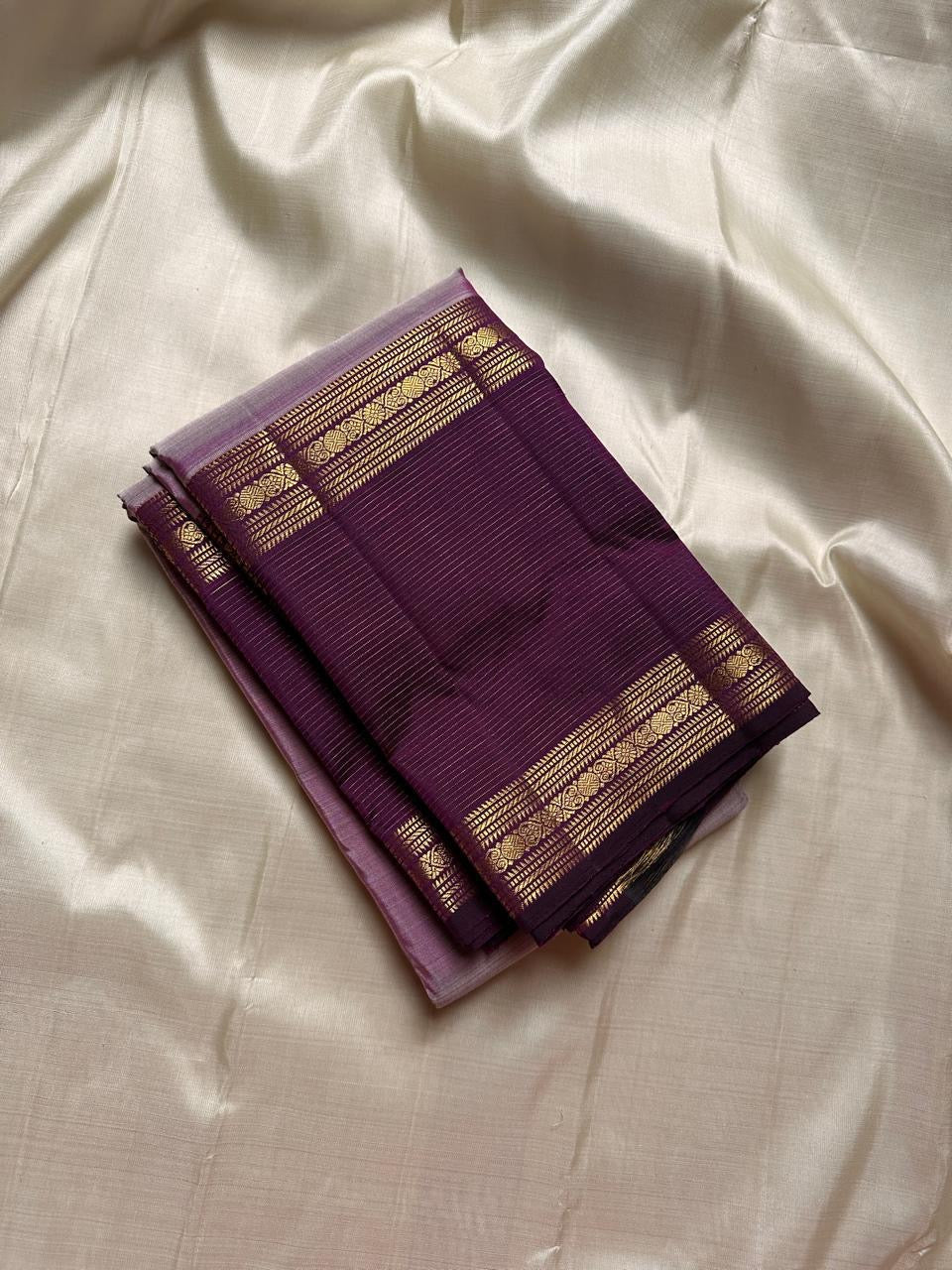 Classic Pastel Onion Pink & Berry Plum Kanchipuram Handloom Silk Saree SS26095