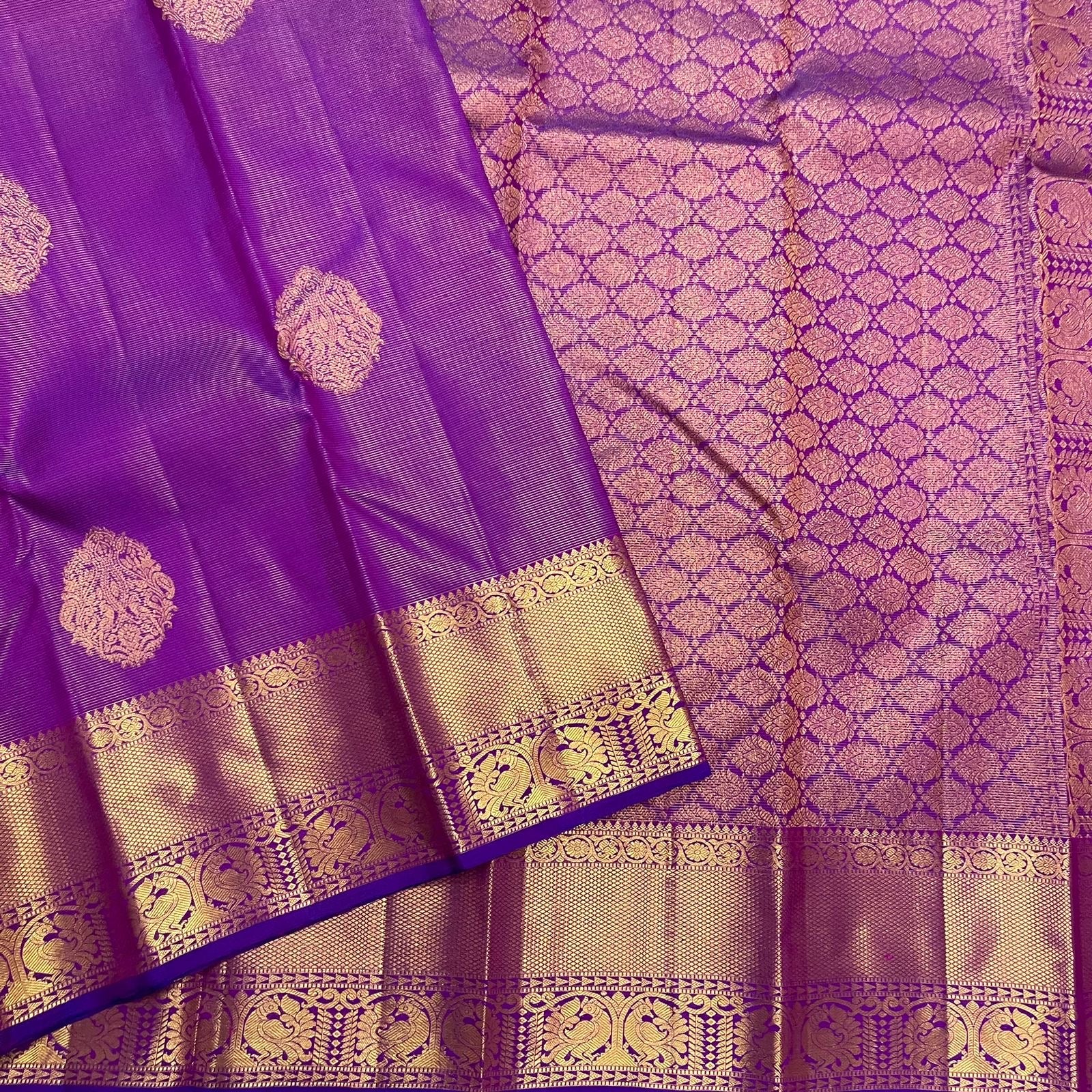 Classic Vadamalli Purple 2gm Zari Elegance Kanchipuram Handloom Silk Saree SS24807