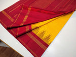 Load image into Gallery viewer, Classic Golden Yellow &amp; Reddish Maroon 2gm Zari Elegance Kanchipuram Handloom Silk Saree SS27562
