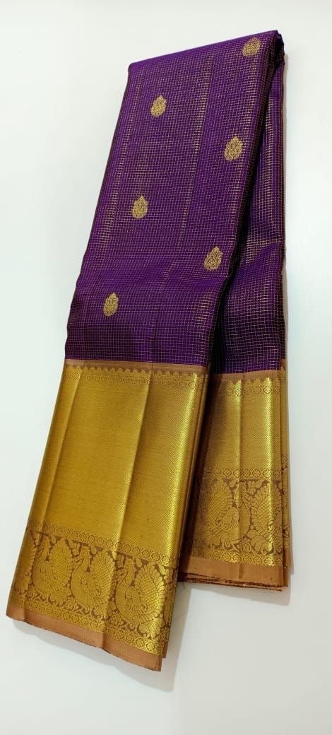 Classic Vadamalli Purple 2gm Zari Vaira Oosi Bridal Elegance Kanchipuram Handloom Silk Saree SS24462