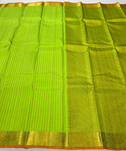 Classic Lime Green 2gm Zari Elegance Kanchipuram Handloom Silk Saree SS25229