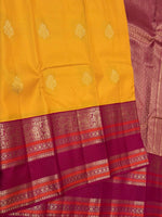 Load image into Gallery viewer, Classic Mango Yellow &amp; Dark Pink 1gm Zari Elegance Kanchipuram Handloom Silk Saree SS28071
