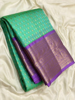 Load image into Gallery viewer, Classic Sea Green &amp; Lavender 1gm Zari Kanchipuram Handloom Silk Saree SS25807
